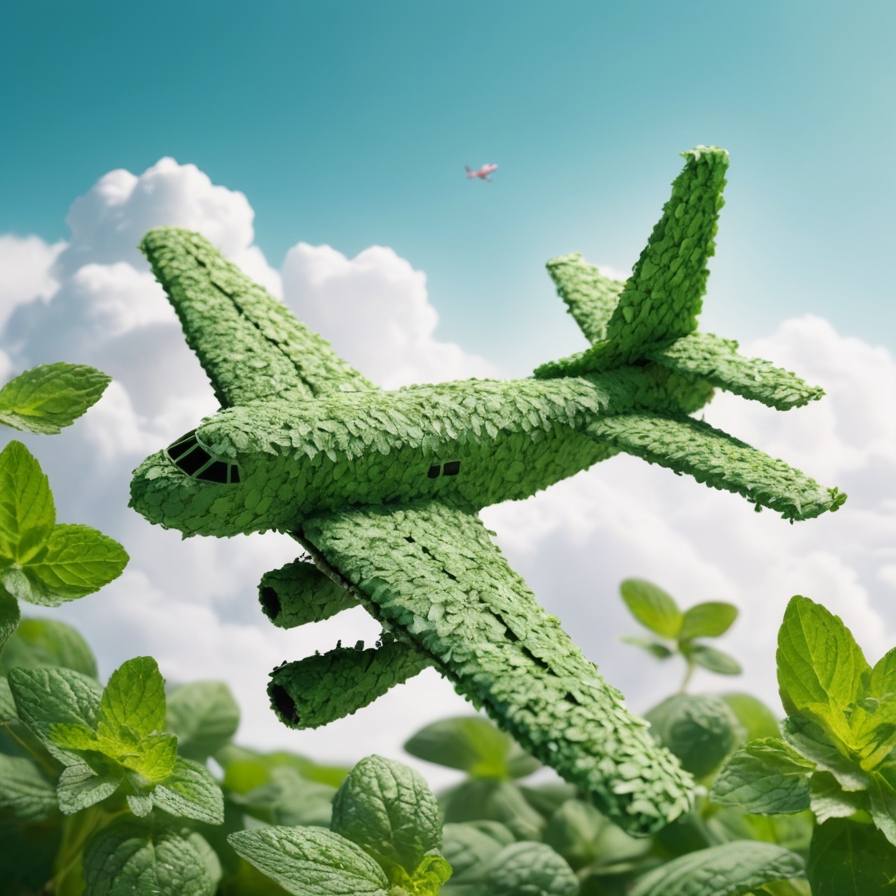 AlbedoBase_XL_An_airplane_made_of_mint_leaves_flies_in_the_air_1.jpg