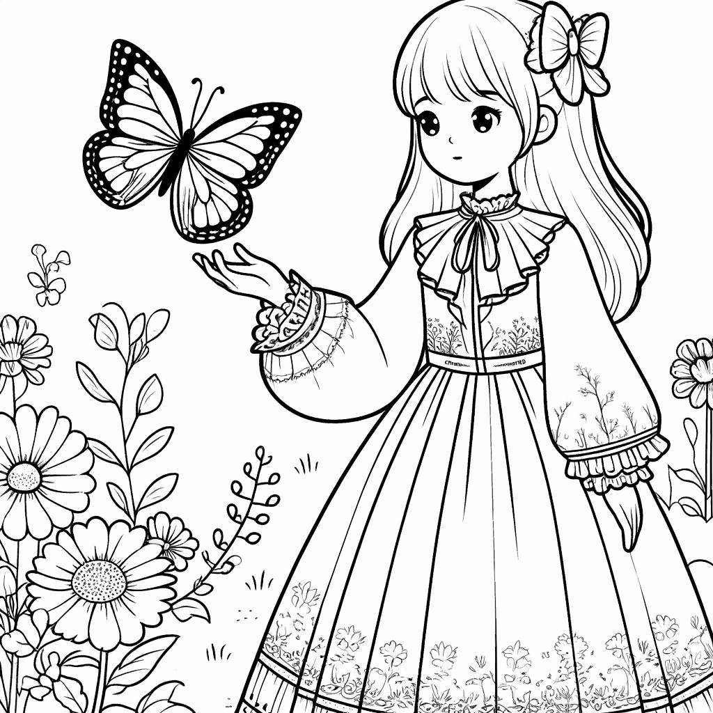 DALL·E 2024-04-18 11.41.28 - A coloring page for kids featuring a girl wearing a long-sleeved ...jpg