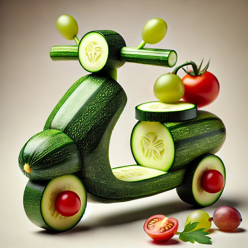 DALL·E 2024-09-16 21.00.51 - A realistic depiction of a small scooter made entirely out of fru...jpg