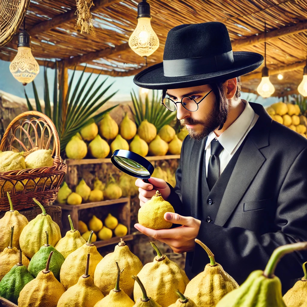 DALL·E-2024-09-17-13.36.08-A-scene-of-a-man-carefully-examining-etrogim-_a-type-of-citrus-f...jpg