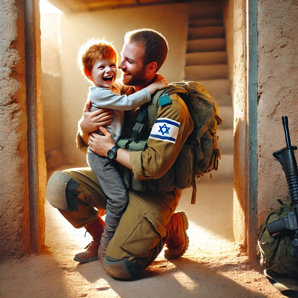 DALL·E 2024-09-22 23.20.31 - An emotional scene of an Israeli soldier, wearing his military un...png