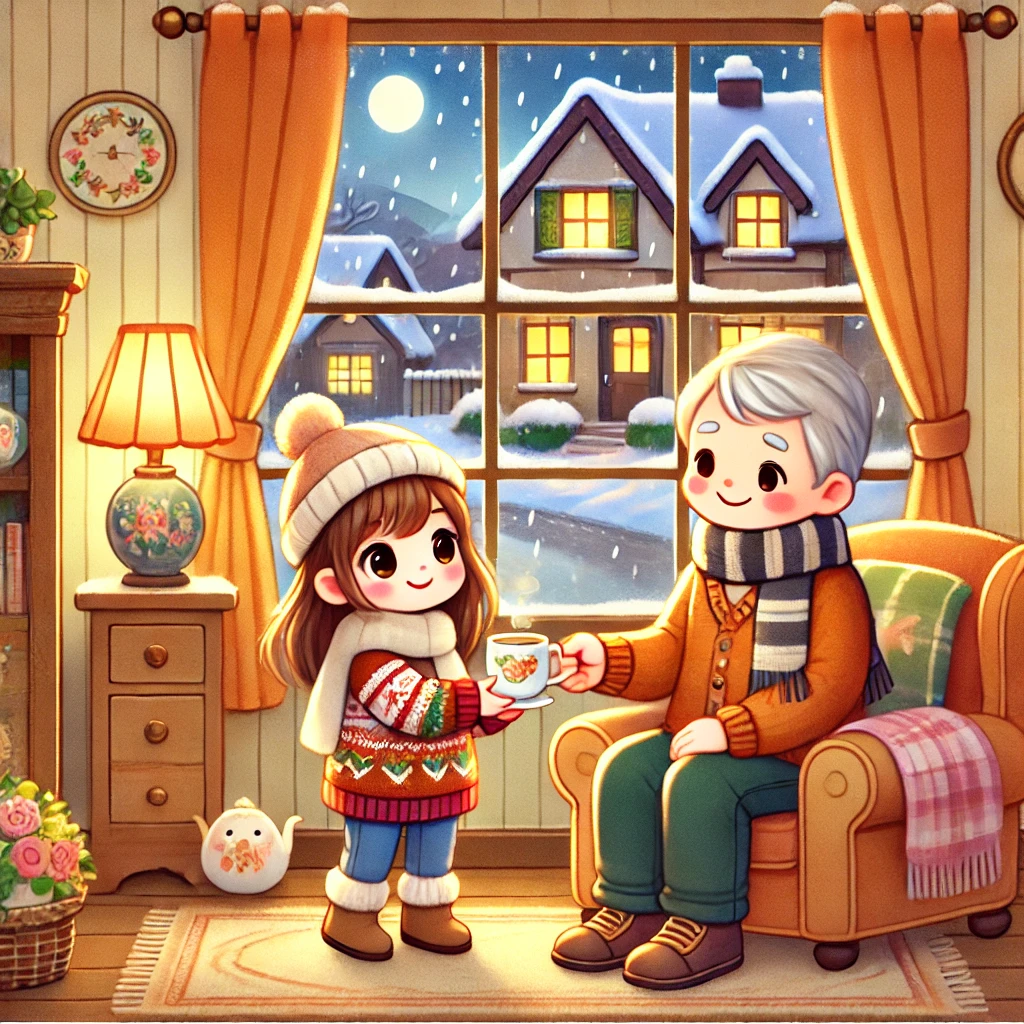 DALL·E 2024-11-04 01.53.09 - A sweet cartoon image of a young girl in a cozy, warmly-lit home,...png