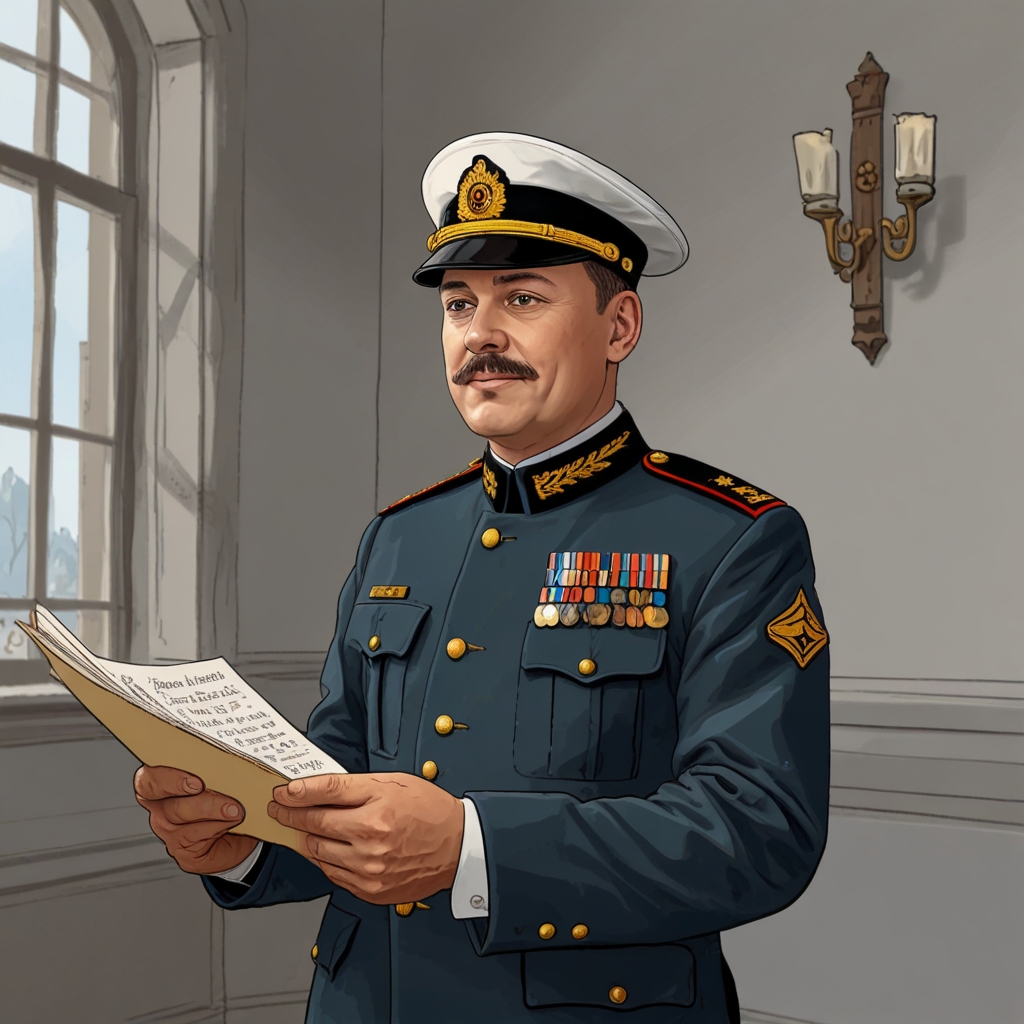 Default_Cartoon_a_man_in_a_guards_uniform_holding_a_page_in_on_2.jpg