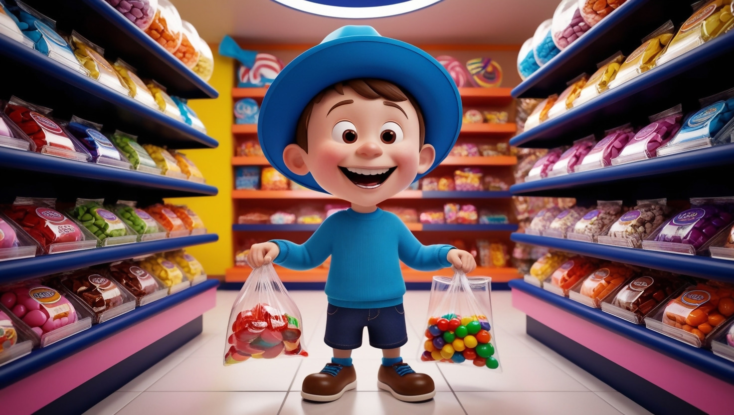 Default_Cartoon_style_little_boy_in_a_blue_brimmed_hat_with_a_3.jpg