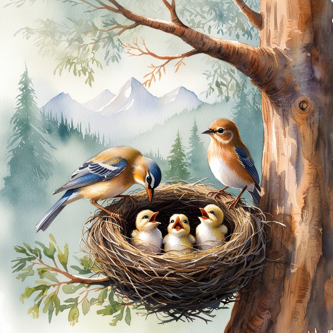 Default_Watercolor_painting_of_a_whimsical_nest_of_beautiful_s_0.jpg