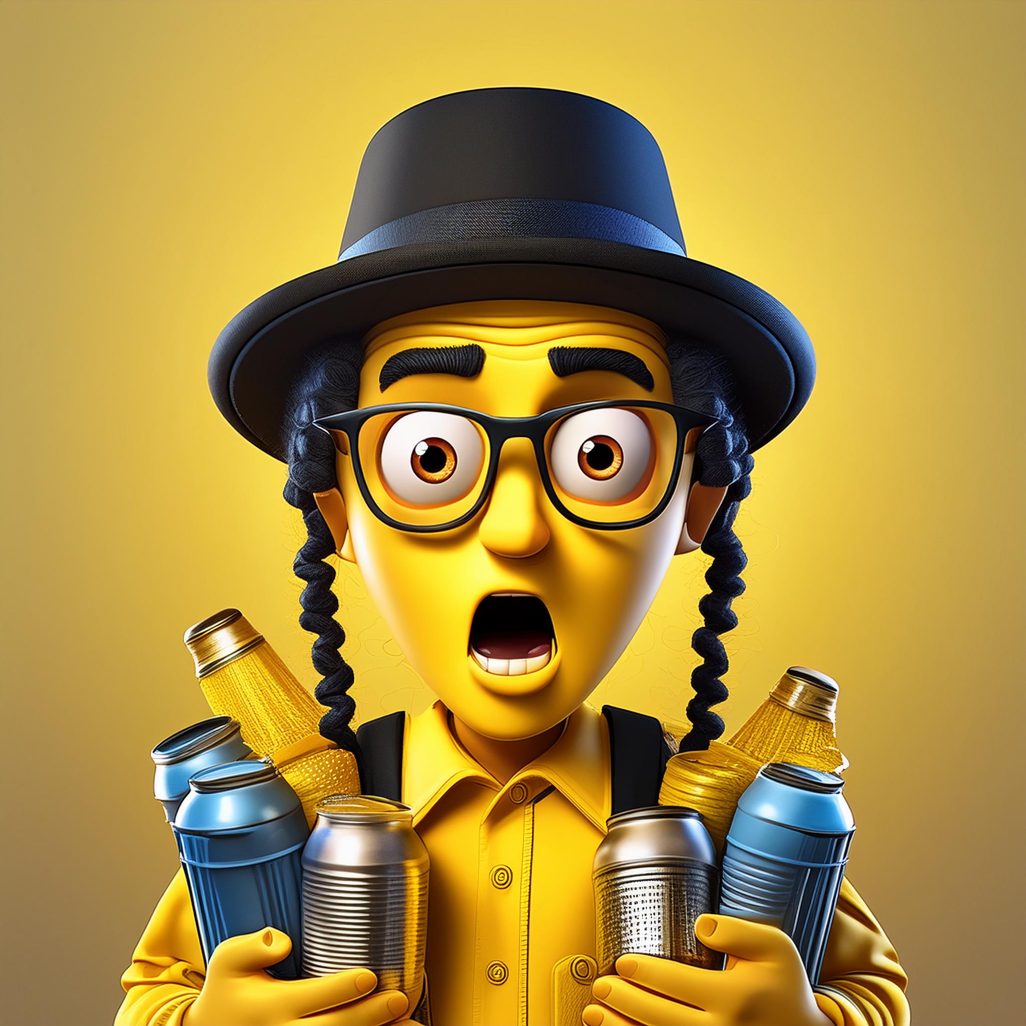 Firefly A yellow emoji of an ultra-orthodox young man including a black hat and a thin coil of...jpg