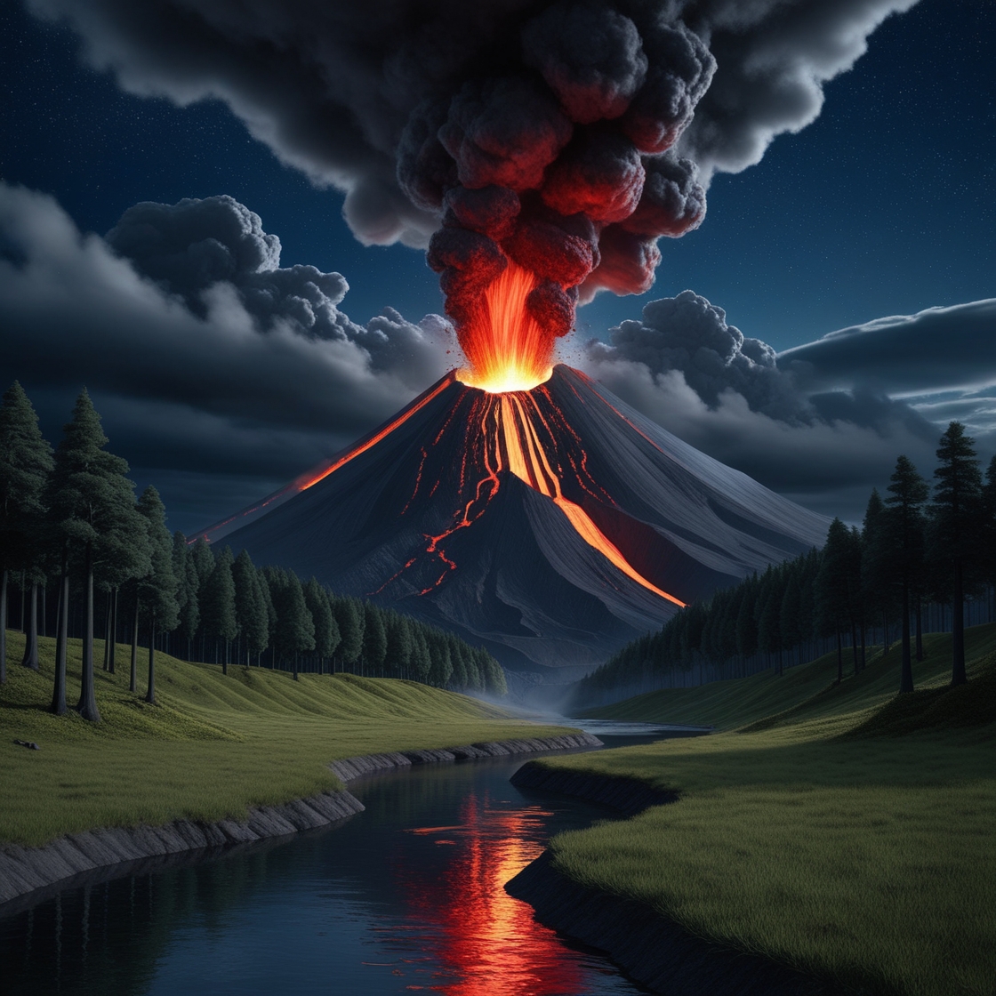 Leonardo_Phoenix_A_realistic_scene_of_a_volcano_erupting_at_ni_0.jpg