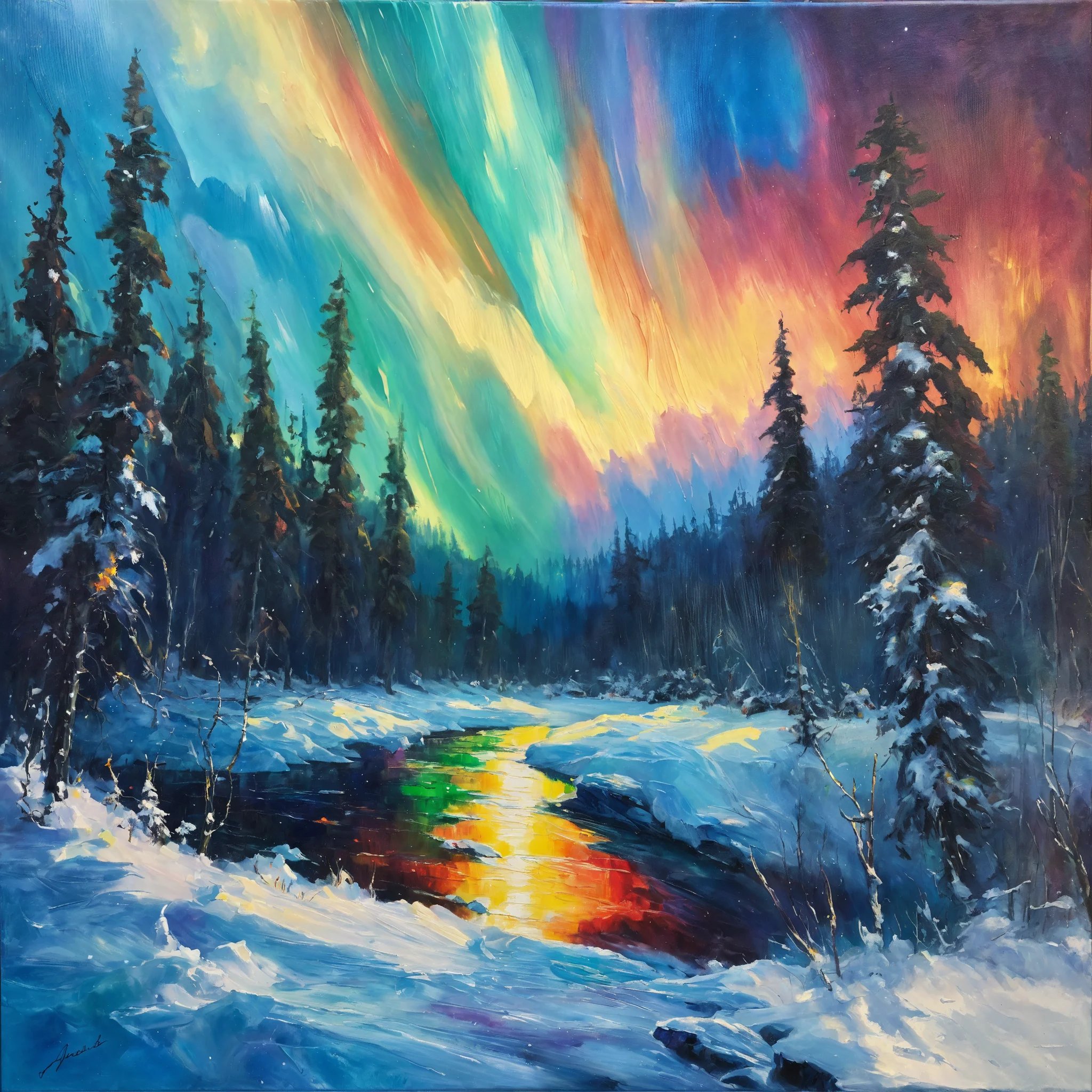 Oil painting of the Northern Lights in a snowy for (1).jpg