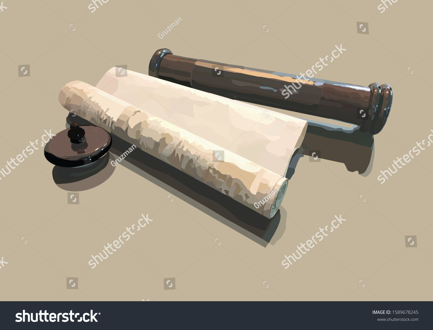 -a-realistic-vector-illustration-of-a-scroll-megillat-esther-מגילה וקטורי-1589678245