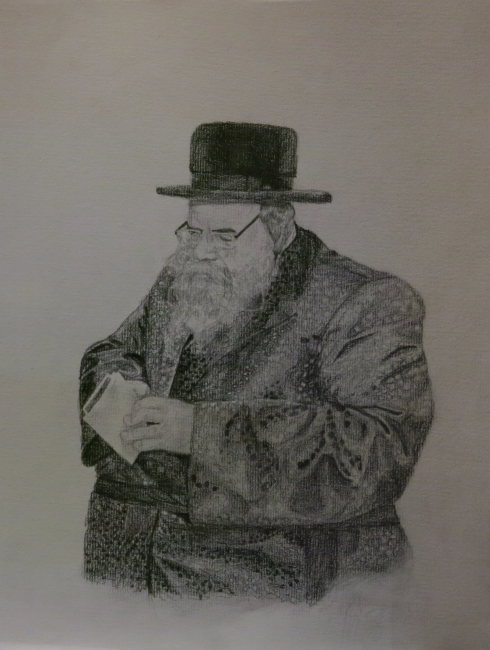 Belzer Rav - A3 pencil drawing