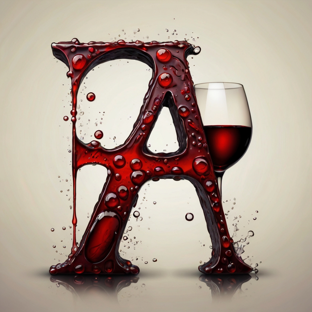 Alphabet letter drinking wine