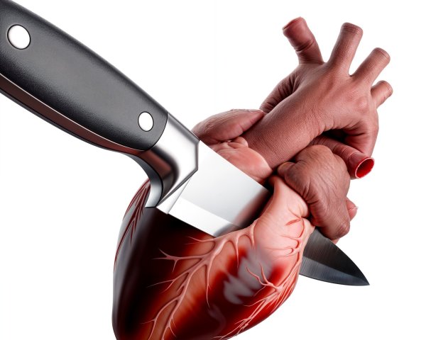 Realistic Anatomical Heart Sliced by Kitchen Knife